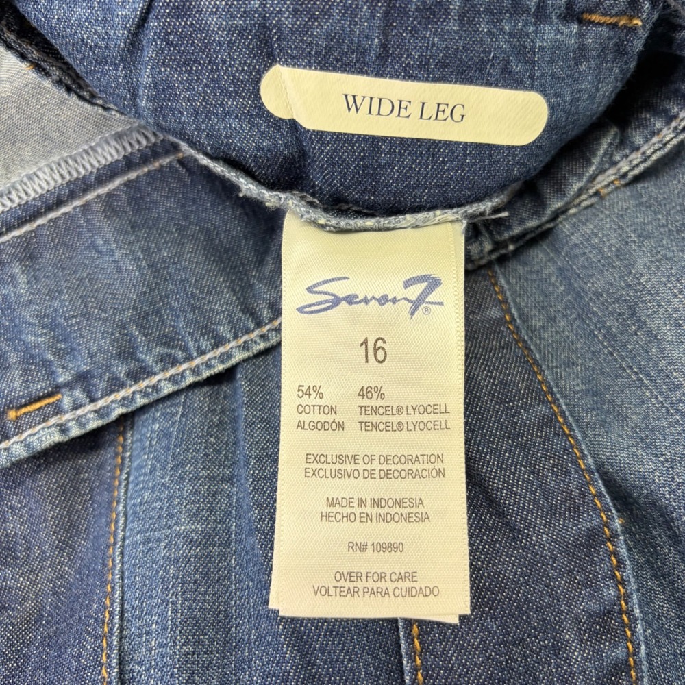 NWT Seven 7 Wide Leg Denim Pants Sz 16 Plus Size Patch Pockets Cropped Seven7 - Picture 4 of 11